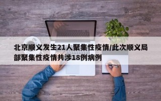 北京顺义发生21人聚集性疫情/此次顺义局部聚集性疫情共涉18例病例